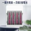 四槽充電器+四個3號2800mWh鋅鎳